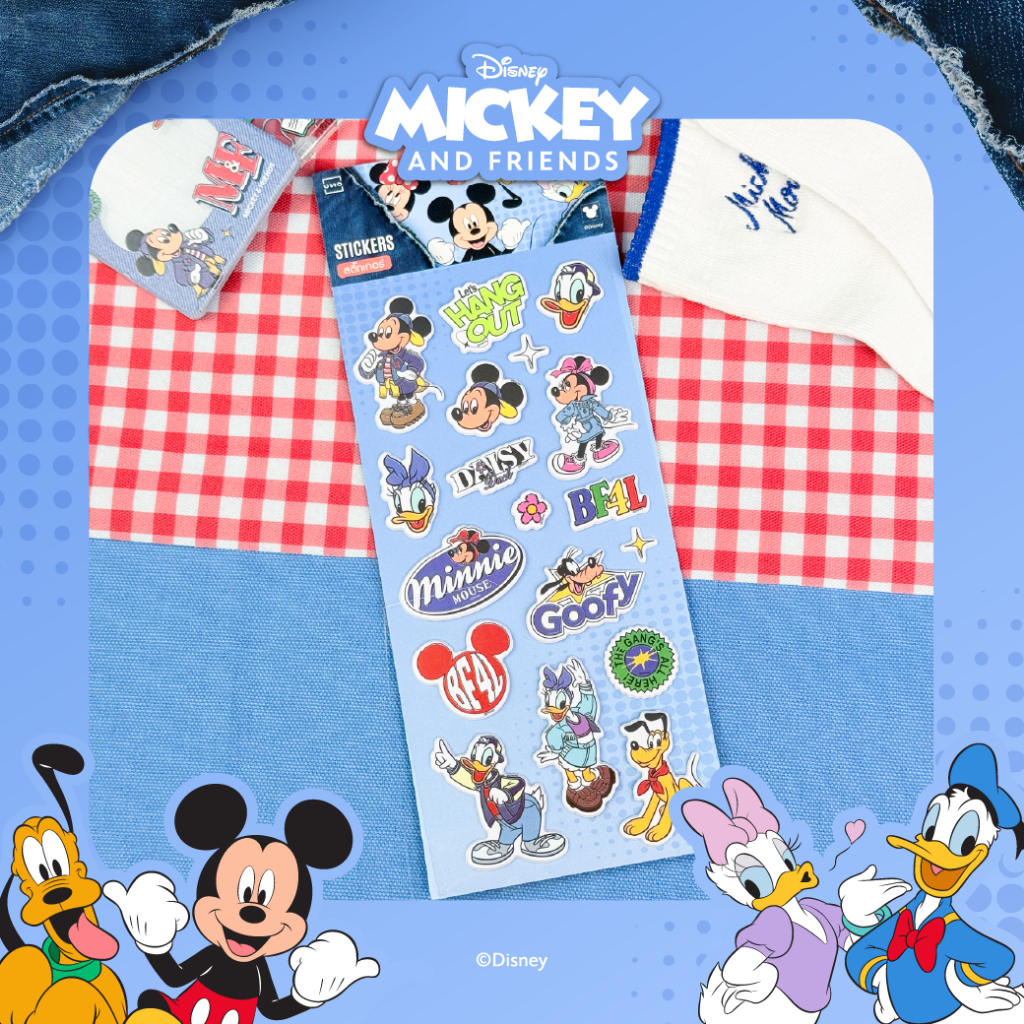 UNO สติ๊กเกอร์นูน Mickey&Friends ลิขสิทธิ์แท้