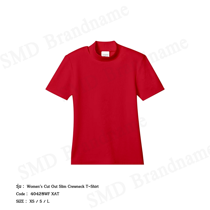 Calvin Klein เสื้อยืดคอกลมผู้หญิง รุ่น Women's Cut Out Slim Crewneck T-Shirt Code: 40428WF XAT