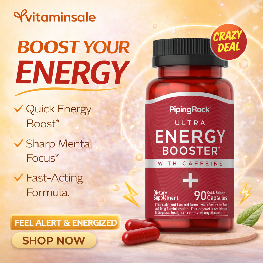 Piping Rock Ultra Energy Booster 90 Quick‑Release Caps