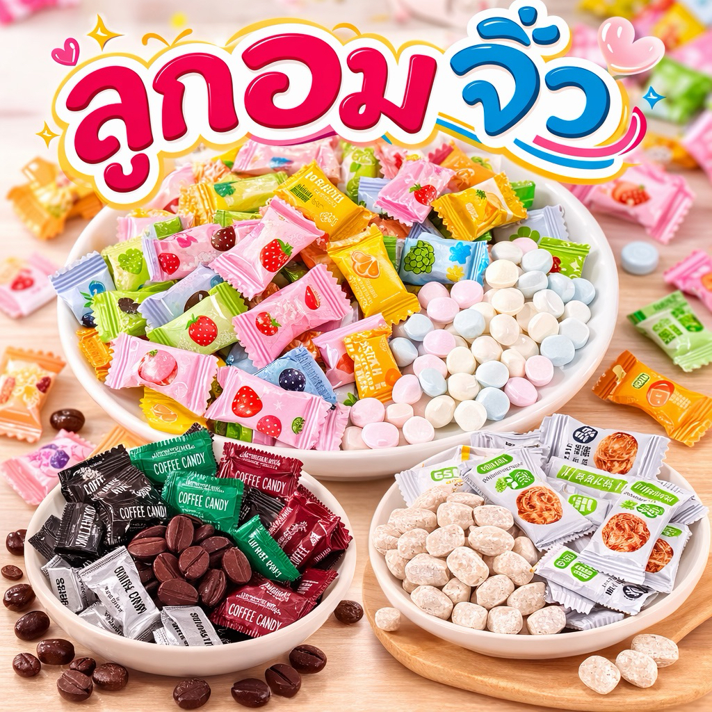 ลูกอมบ๊วย Plum Candy เค็ม หวาน เปรี้ยว เคี้ยวเพลิน เย็นสดชื่น ลูกอมกาแฟ ลูกอมผลไม้ ลูกอมจิ๋ว