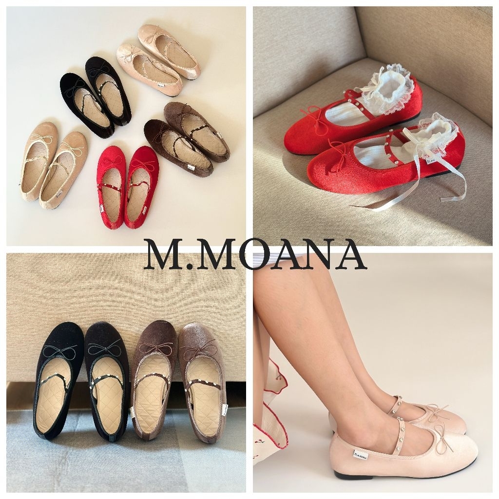 Gemma Mary Jane รองเท้ากำมะหยี่ประดับเพชร นุ่มสวย สไตล์คุณหนู นิ่มมาก M.MOANA