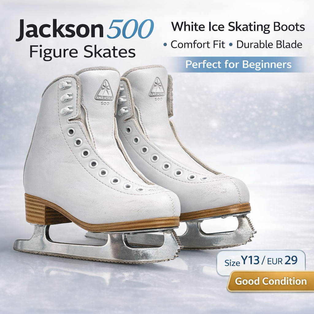 มือสอง Jackson 500 Figure Skates รองเท้าสเก็ตน้ำแข็ง สีขาว Size Y13 EUR29 สำหรับเด็ก Beginner