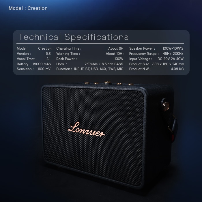 EasyandPerfect Lonzuer Creation 130 W ลำโพงบลูทูธ รับประกัน 1 ปี ราคา ถูกที่สุด ดีลบีเคเค แกลเลอรีภาพที่ 7