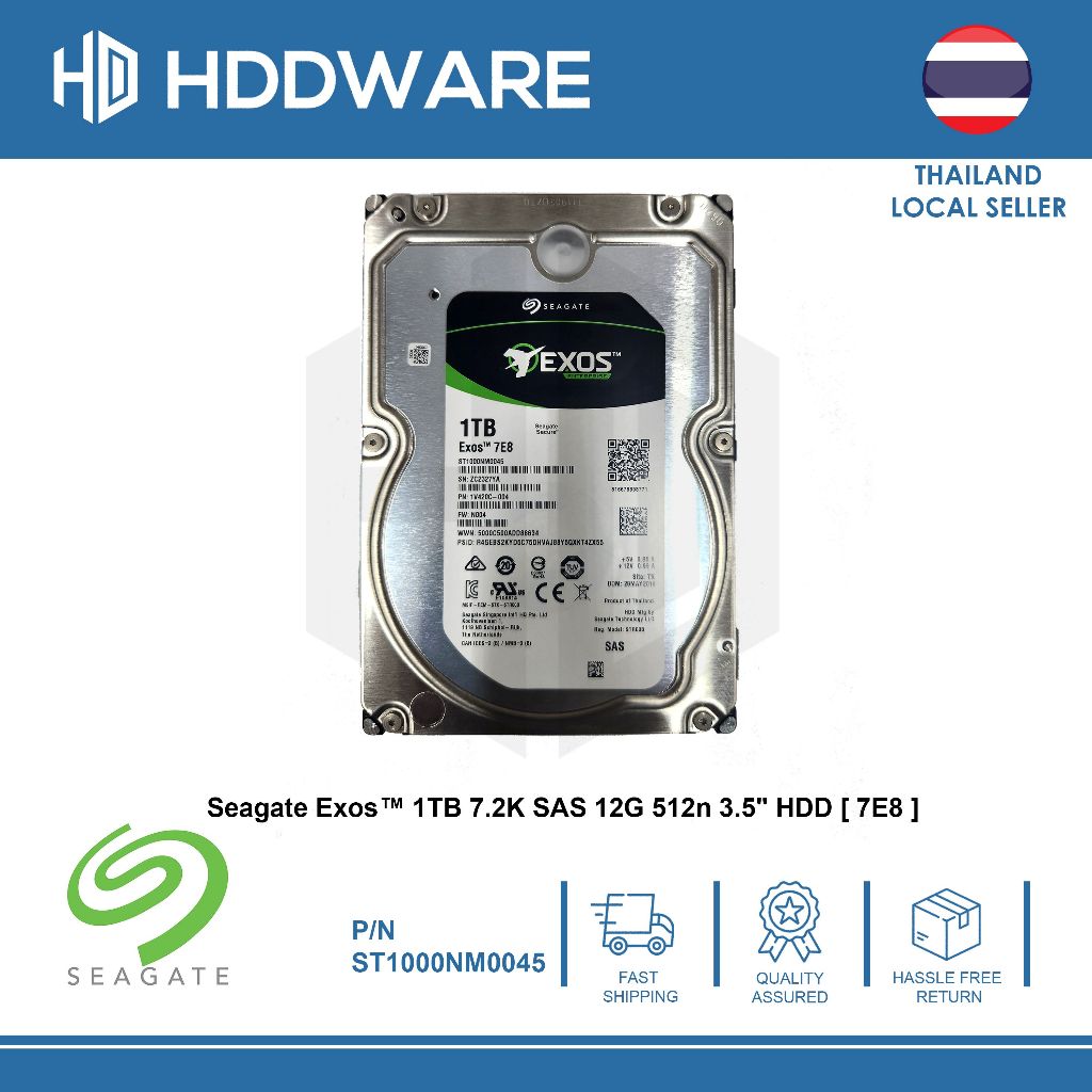 Seagate Exos™ 1TB 7.2K SAS 12G 512n 3.5" HDD [ 7E8 ] // ST1000NM0045 // 1V420C-004