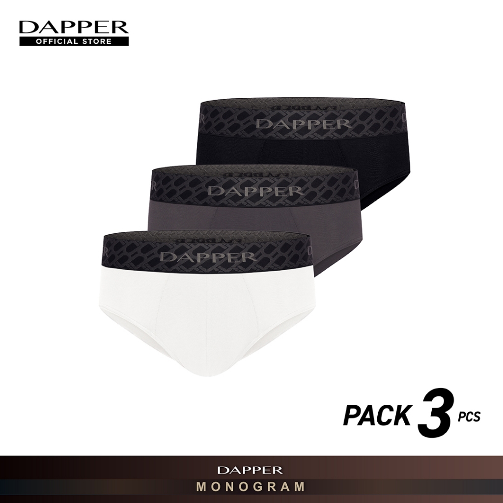 DAPPER แพ็ค 3 ชิ้น กางเกงชั้นในชาย DAPPER Monogram ทรง Briefs (UB1/017E)