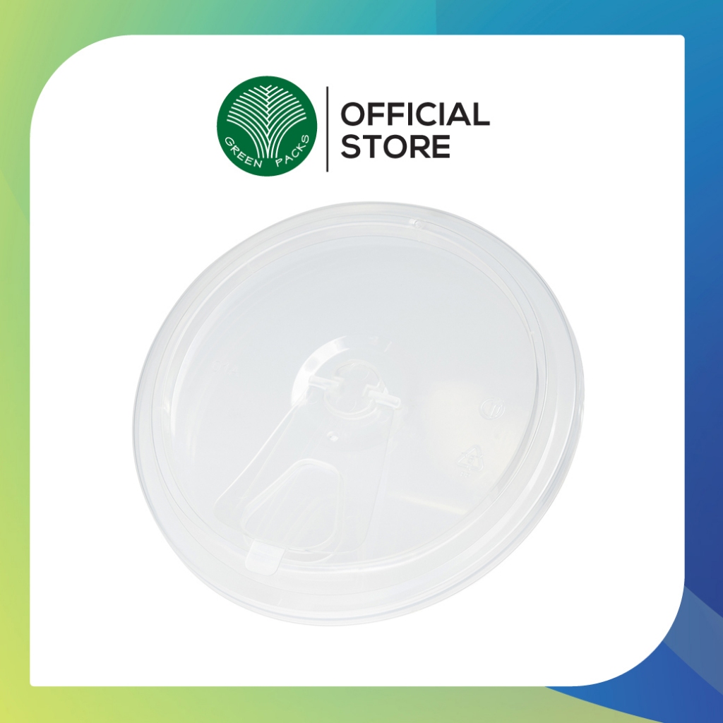 [ยกลัง] 500ใบ ฝาแก้วพลาสติก PP ปากØ90mm. มีจุกปิดในตัว ฝาปิดแก้ว 22oz. *ไม่สามารถใช้ร่วมกับแก้วร้านอื่นได้* Greenpacks