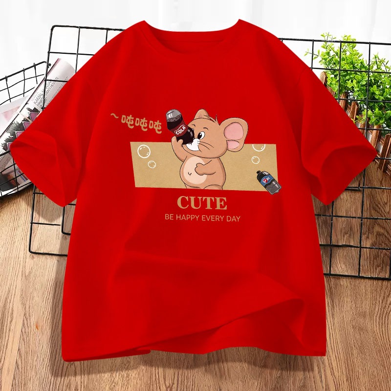 D1324 （พร้อมส่งจากไทย）เสื้อยืดแขนสั้น สำหรับชายและหญิง.ลายแฟชั่นน่ารัก