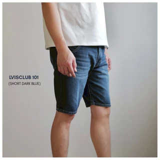LVISCLUB 101 กางเกงยีนส์ขาสั้นทรงกระบอกผ้าไม่ยืดเป้าซิปฟอกเฟดสสวยนุ่มใส่สบาย