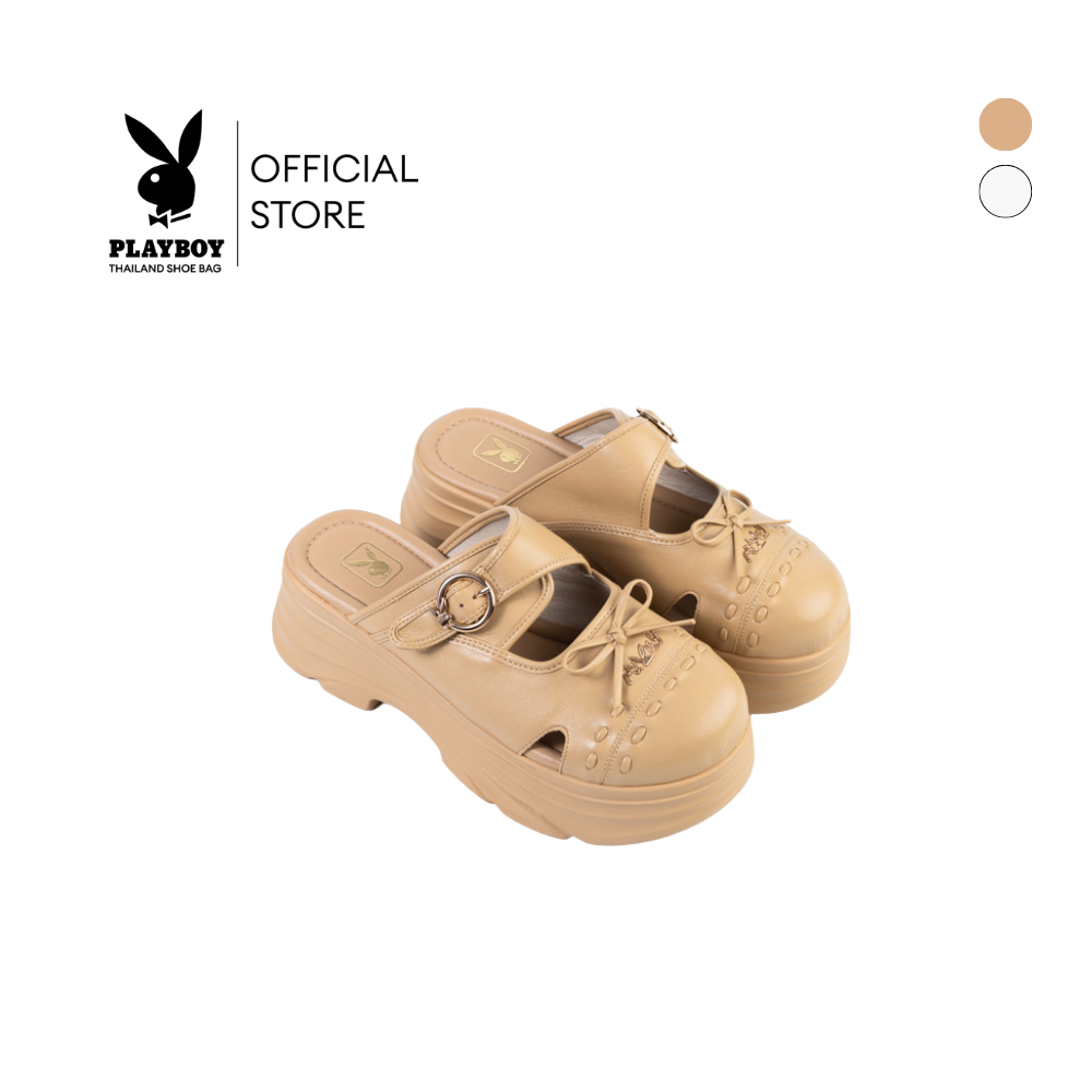 Playboy รุ่น Yuna Bow Mule รองเท้าทรงมิลล์ รหัส ST-H262C1249 ดีไซนน์แบบสวมตกแต่งโบว์ มี 2 สี