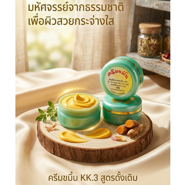 ครีมขมิ้นKK3สมุนไพรรักษาสิว ครีมขมิ้นสด สติ๊กเกอร์นี้ร้านเดียวในShopee