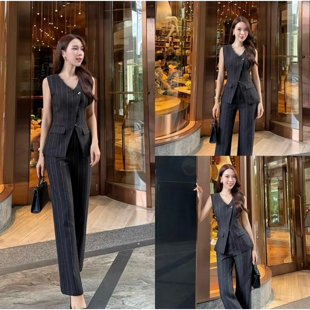 ชุดเซ็ต เสื้อ+กางเกงขายาว มือ✌🏻Size M แบรนด์ Vellis