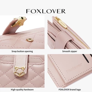 FOXLOVER กระเป๋าสตางค์ผู้หญิงแบบสั้น กระเป๋าเงินศูนย์กระเป๋าสตางค์ปักลายมินิมอล ดีไซน์เรียบหรู คุณภาพพรีเมียม