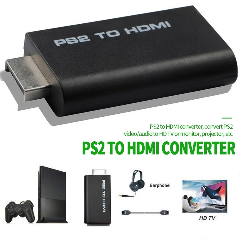อะแดปเตอร์ ps2 to hd ตัวแปลงPS2 To HD Converter ต่อเครื่องเล่น PS2 ออกทีวี HD 3.5mm