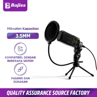 Bajiss ไมค์ไลฟ์สด ไมโครโฟน BM800 Microphone ครบชุด ไมค์อัดเสียง*1 ขาตั้งไมค์ *1 แผ่นกันลม *1 สายแจ๊ค3.5mm *1 ที่จัลไมค์