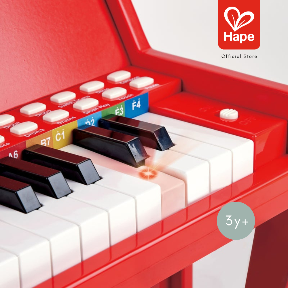 Hape - Learn With Lights Piano & Stool - Red เปียโน 25 คีย์ ใส่ถ่านมีเสียงมีไฟ สีแดง 3Y+ รูปที่ 6