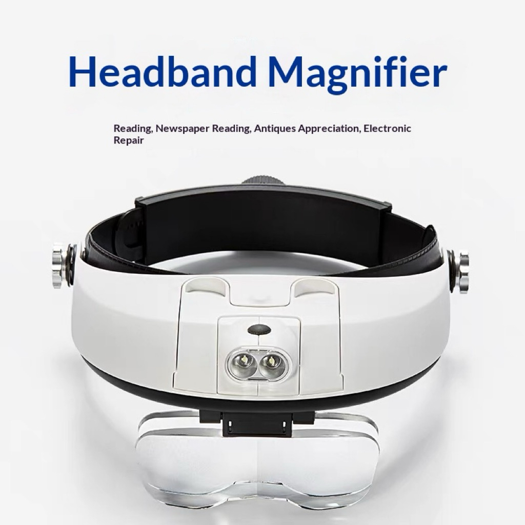 แว่นขยายสวมหัว พร้อมไฟ LED 2 LED Headband Illuminating Magnifier รุ่น MG81001-G