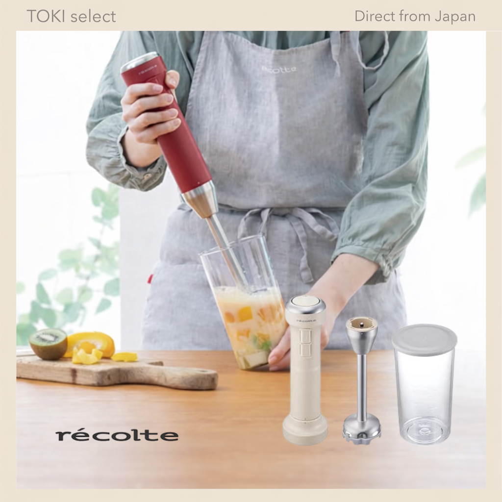 recolte Cordless Handy Blender RHB-2 | USB Rechargeable | For Baby Food, Smoothies & Soup |White/Red