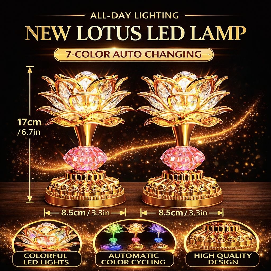 โคมไฟดอกบัวรุ่นใหม่ สีสันไล่ระดับ โคมไฟพระบูชา โคมไฟเจ้าที่ เสริมสิริมงคล โคมไฟกลางคืน เชิงเทียนเปลี่ยนสีได้อัตโนมัติ莲花灯