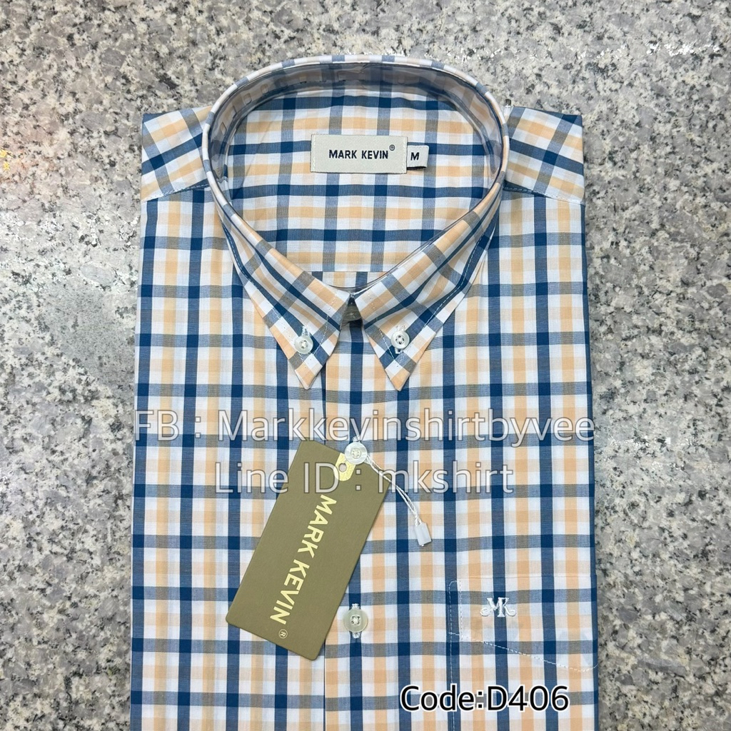 เสื้อเชิ้ตลายสก๊อต โทนสีส้ม-กรมท่า ทั้งแขนสั้นและแขนยาวนะคะ