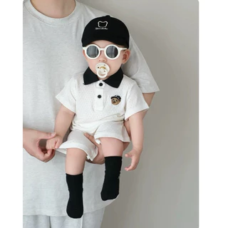 NT Baby - 208 ส่งด่วนกทม 🐻‍❄️ บอดี้สูทโปโลเจ้าหมีสุดคูล รุ่น Mini Polo Bear Romper 🖤🤍บอดี้สูทสไตล์โปโล ใส่แล้วดูแพง