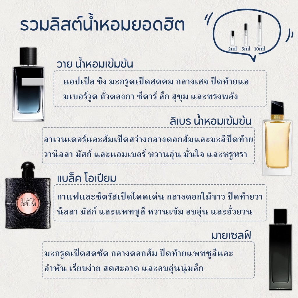 🚚พร้อมส่ง💯ของแท้ Myslef EDP & Y & Libre EDP & Black Opium EDP น้ําหอม unisex น้ำหอมพกพา น้ำหอมขายดี