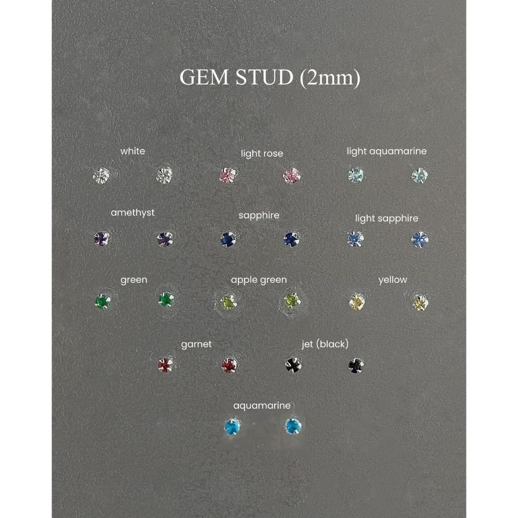 SissyJewelry // ต่างหูเงินแท้ mini gem round stud (2mm)