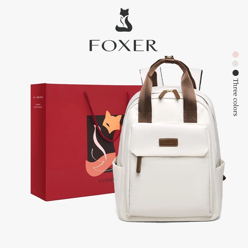 FOXER 14-15 นิ้ว กระเป๋าเป้สะพายหลังผู้หญิงแฟนชั่น ขนาดใช้ได้ทั้งวัยเรียนและวัยทำงาน
