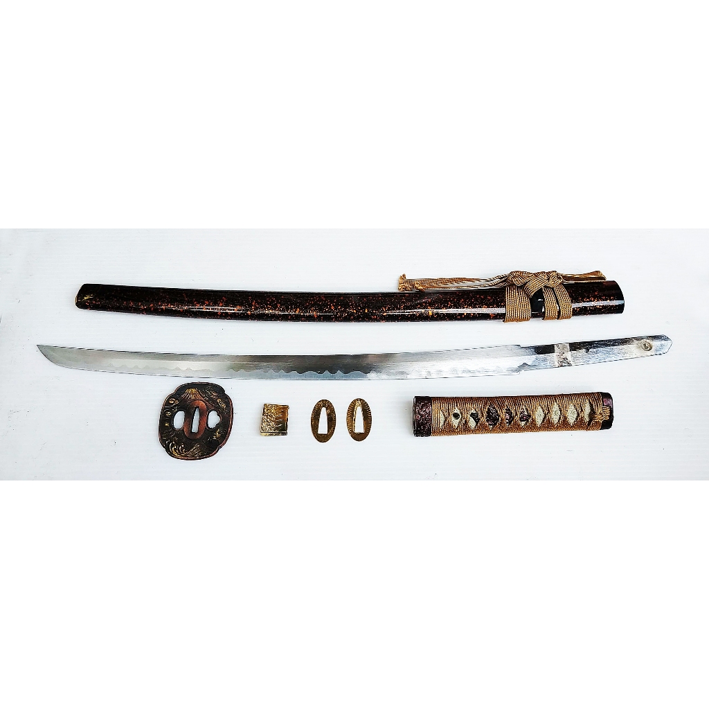 ดาบซามูไรวากิซาชิ (Wakizashi)จำลอง มือสองจากญี่ปุ่น ใบดาบโลหะไม่มีคม ความยาว71cm. Iaito Replica kata