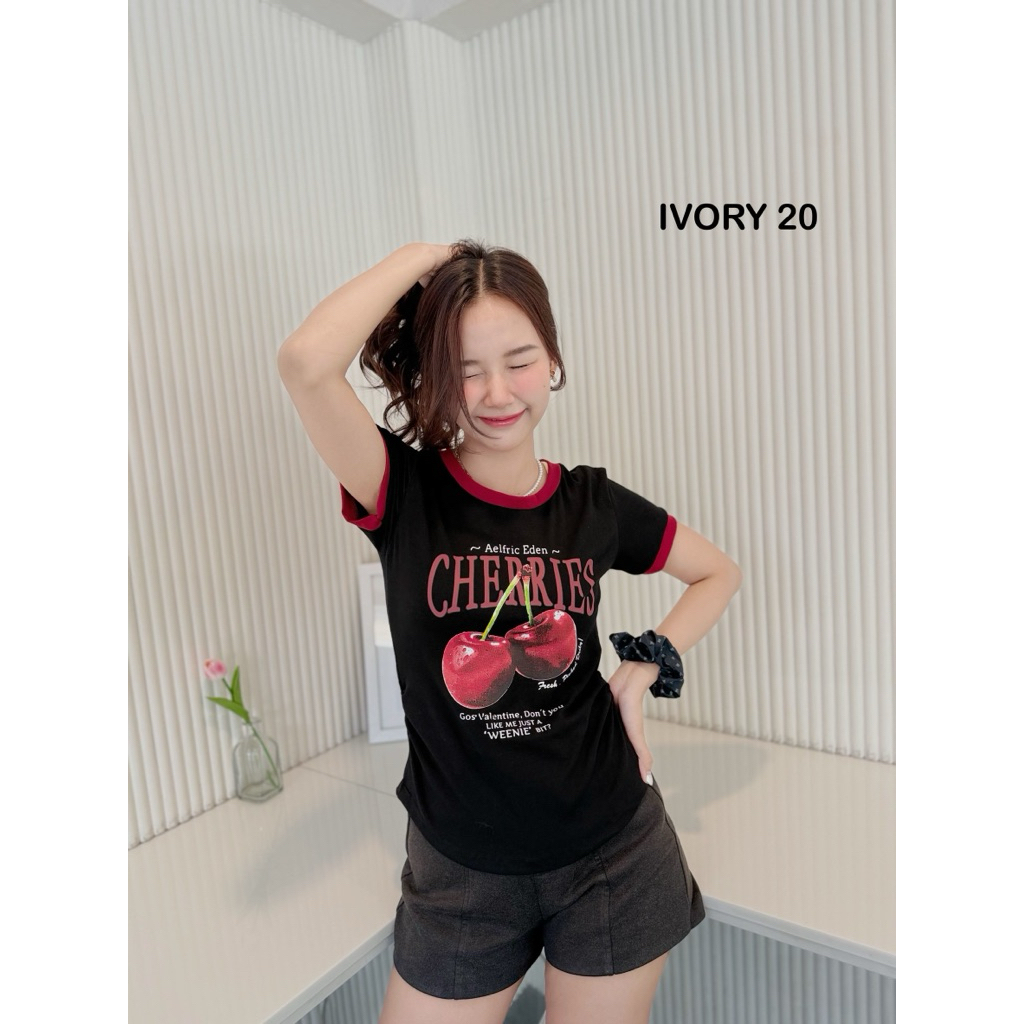VV855 - VV843- VV841- VV808 IVORY เสื้อยืดผ้ายูนิโคล่ เนื้อนุ่มใส่สบาย