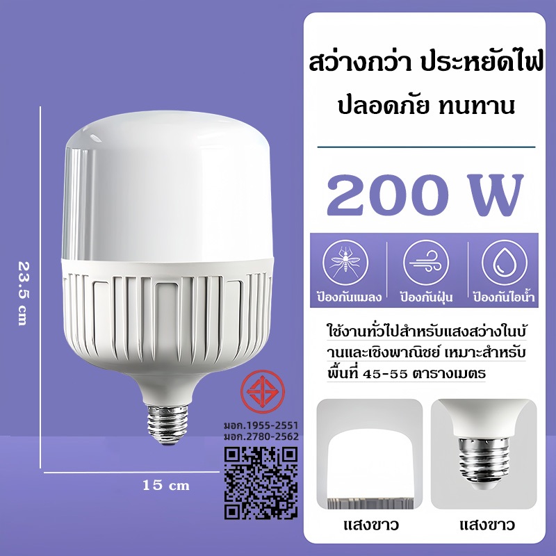 หลอดไฟ LED  120W แบบใส่ E27 สีขาว  ประหยัดพลังงาน