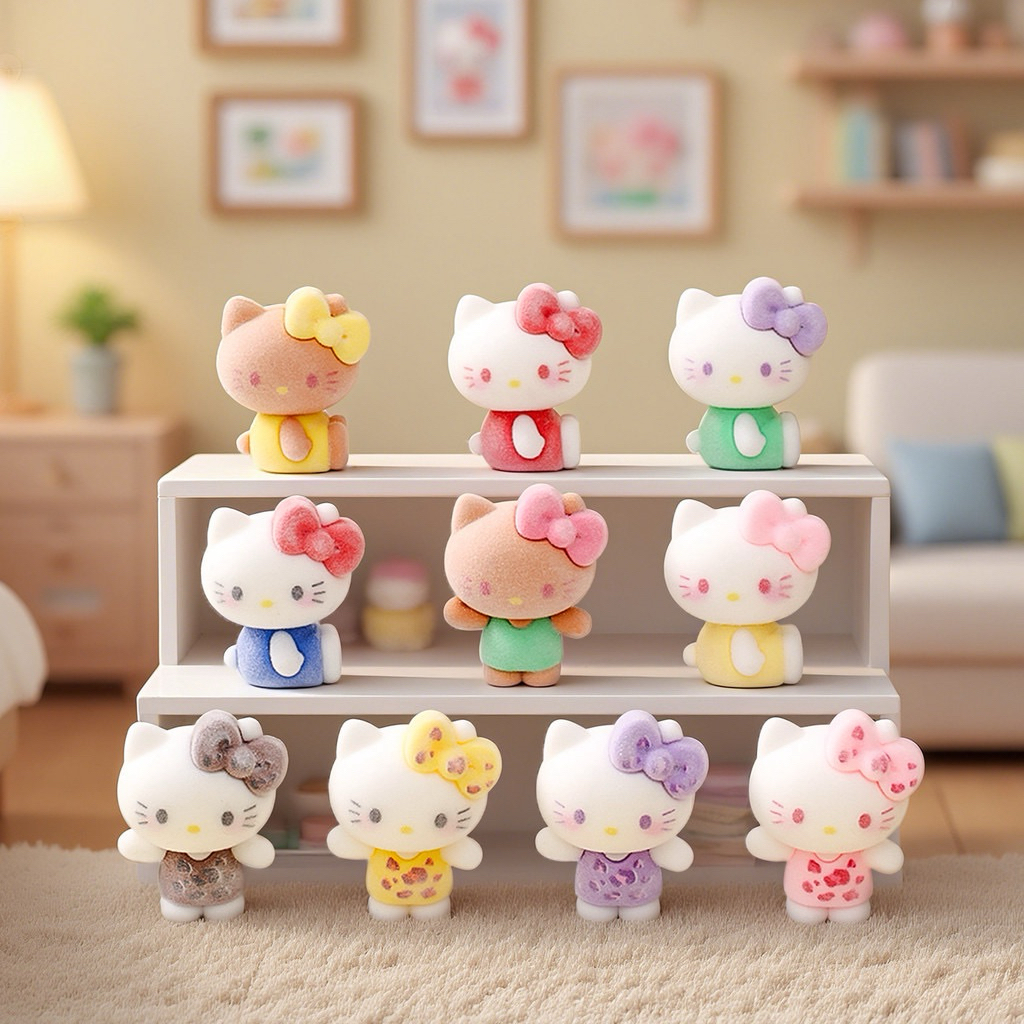 [ พร้อมส่ง TH🇹🇭]  10 ตัว โมเดลฮัลโหลคิคตี้น่ารักและน่าสะสม Hello Kitty แมวกำมะหยี่ 🎁ของขวัญ DIY