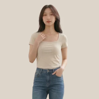 WsimpleBra | Cara Top Shirt เสื้อยืดผู้หญิง คอยู แขนสั้น มีบราในตัว เลิกใส่ชุดชั้นในและซิลิโคลปิดจุก