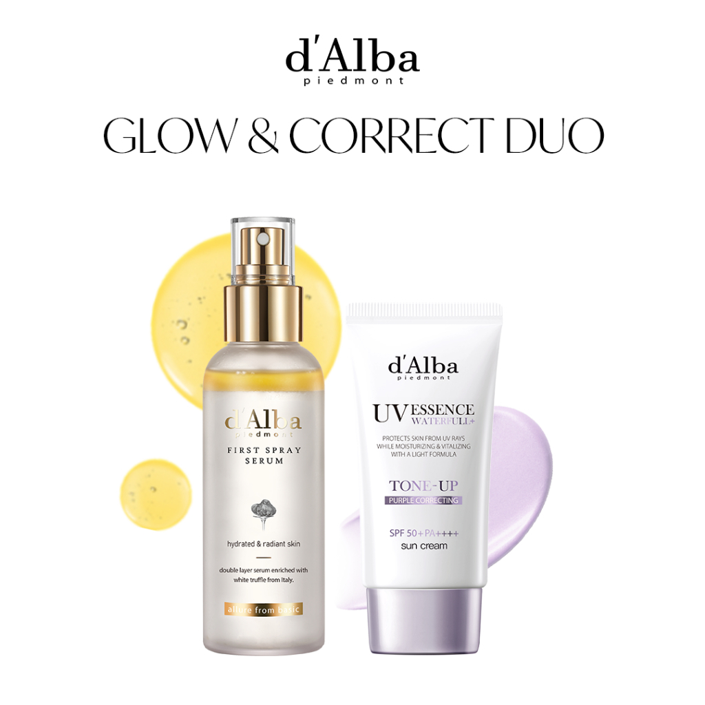 【เซ็ตคู่】 d'Alba White Truffle First Spray Serum 100ML + d'Alba Waterfull Tone Up Sun Cream (Purple)