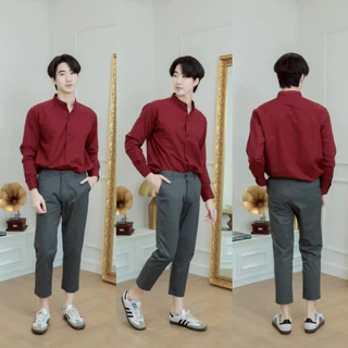 กางสแลคผู้ชาย กางเกงสแลคขาเต่อขากระบอกเล็ก“7ส่วน”ผ้าชิโน่ หลากสี