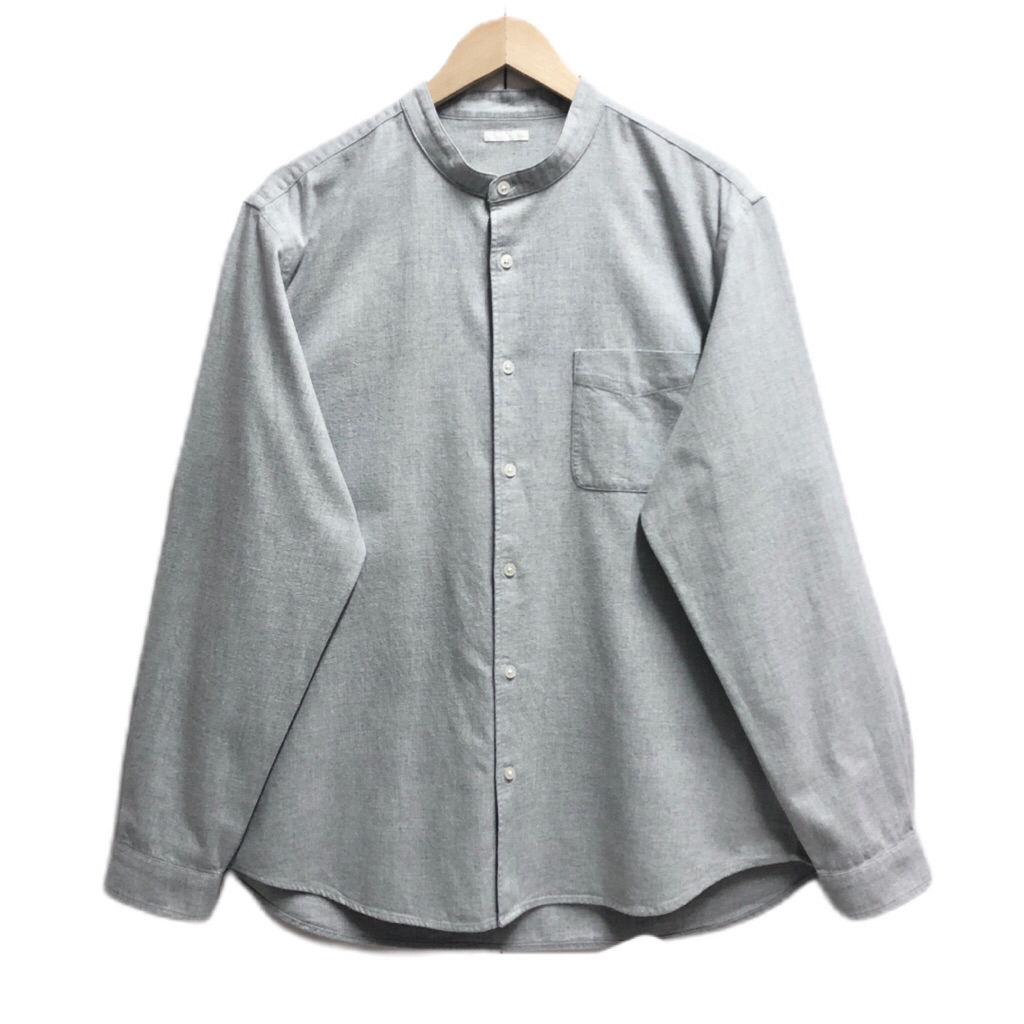 GU เสื้อเชิ้ตชาย คอจีน แขนยาว สีเทา ป้าย XL มือสอง