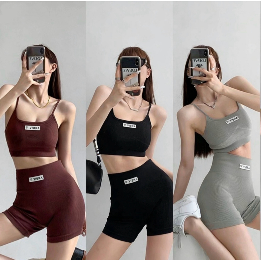 🧢ชุดออกกำลังกายผู้หญิง👕 ชุดออกกำลังกาย สปอร์ตบรา กางเกงขาสั้น ชุดกีฬา ชุดโยคะ ชุ#04ดเซทสปอร์ตบราผู้หญิง พร้อมส่ง