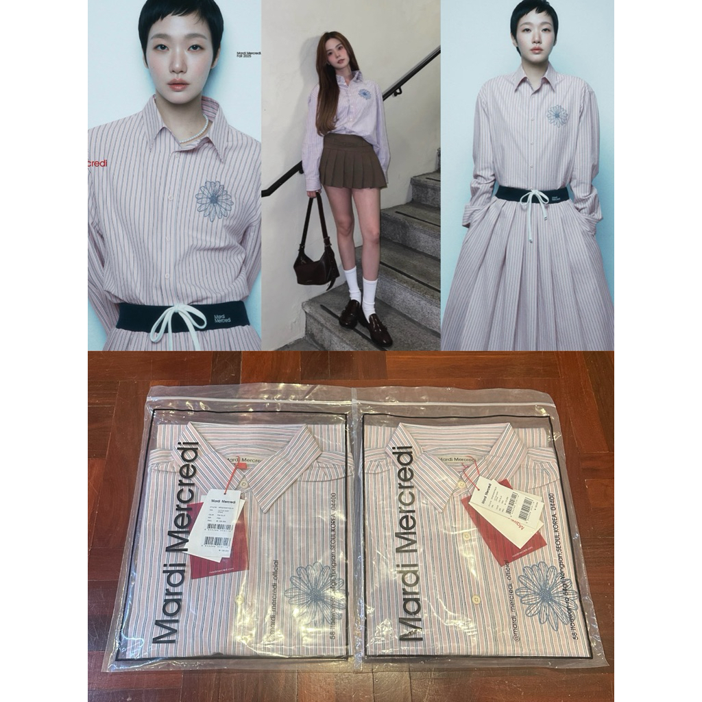 พร้อมส่ง🔥COTTON SHIRT STRIPE_PINK BLUE