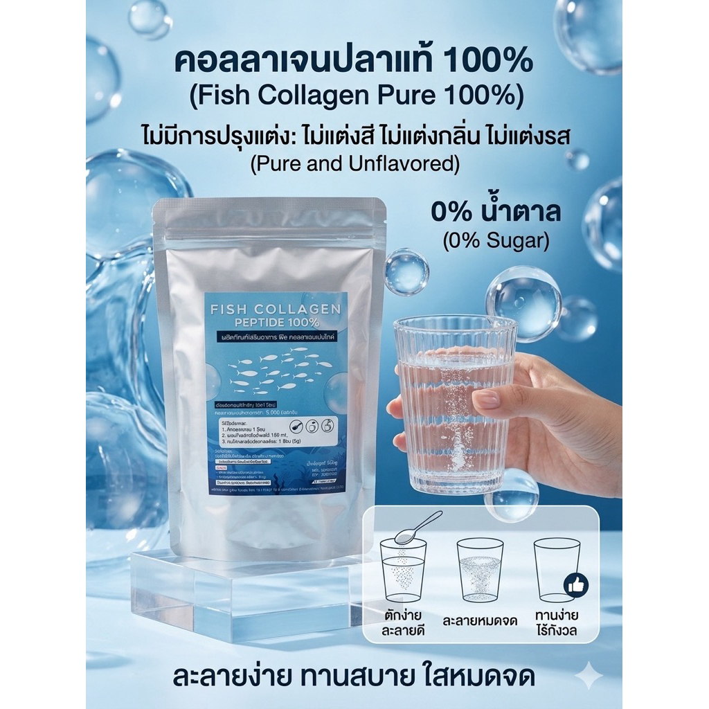 Fish Collagen peptide คลอลาเจน เปปไทด์  1kg