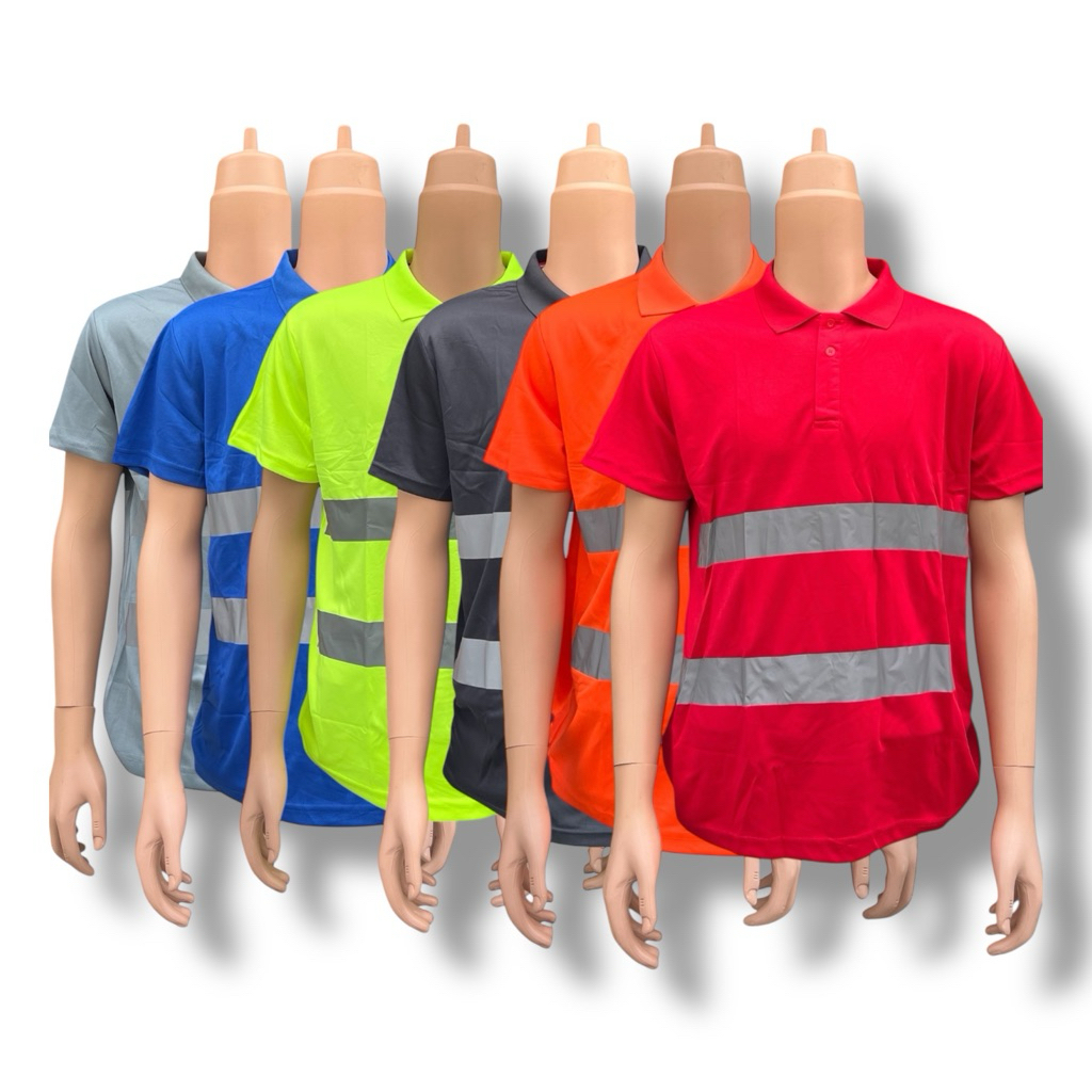 เสื้อยืดแขนสั้นคอปกมีแถบสะท้อนแสงใส่ทำงานและใส่เที่ยวได้เทห์ๆ