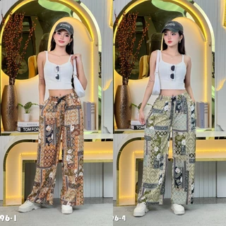 🍓COD🍓 กางเกงขาบานโบฮีเมียนสีสันสดใส เอวสม็อคยืดหยุ่น ทรงหลวมหรูหรา ผ้าไหมอิตาลีนุ่มสบาย ใส่ได้ทุกโอกาส