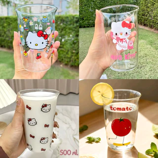 แก้วน้ำดีไซน์ใหม่ ทรงสวย ลายน่ารัก วัสดุแก้ว ความจุใหญ่ 500 พร้อมส่งจากไทย