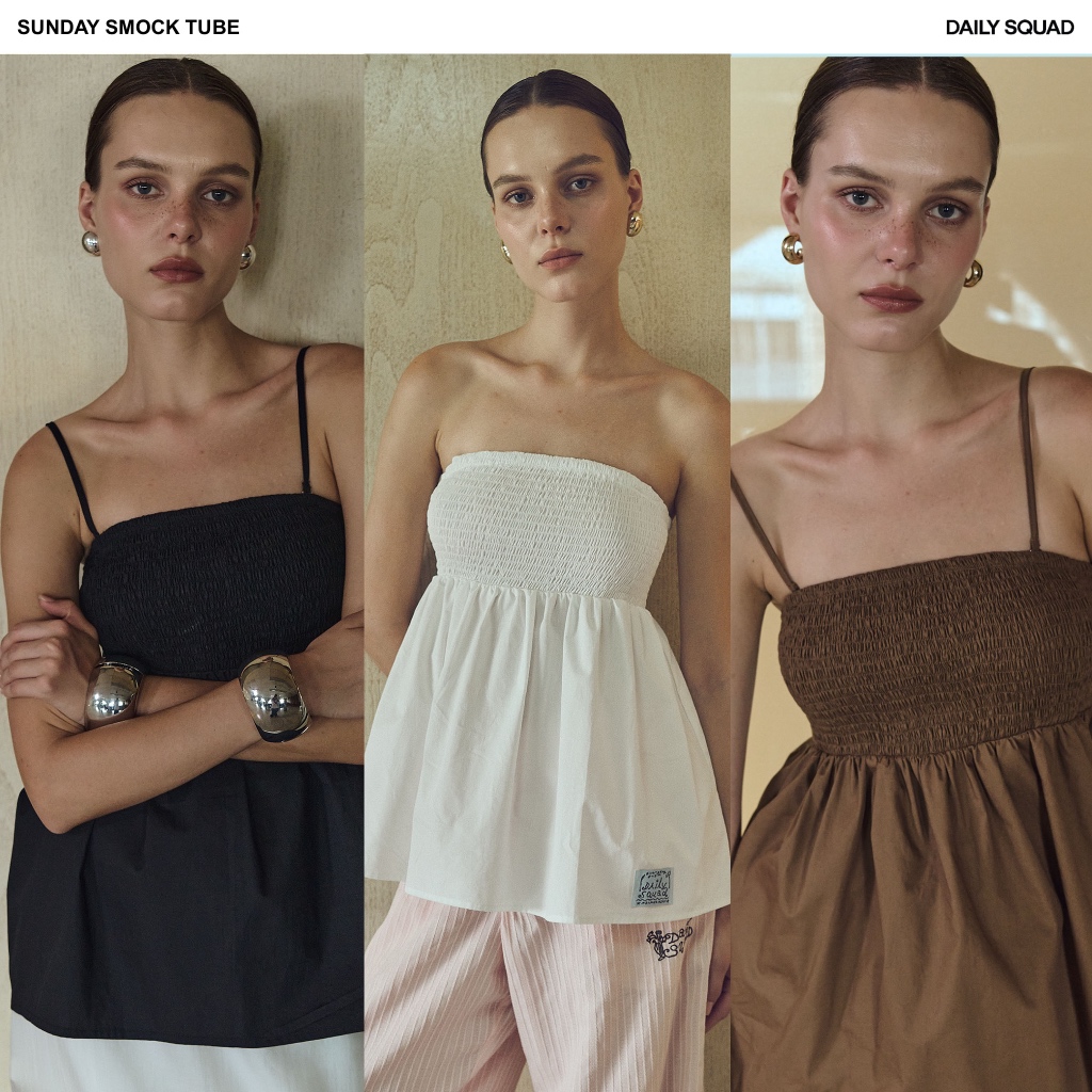 DAILY SQUAD – Sunday Smock Tube - เสื้อเกาะอกผ้าคอตตอนพรีเมียม ใส่สบาย ดีไซน์สม็อคทั้งตัว ช่วยให้ยืดหยุ่นและกระชับพอดี