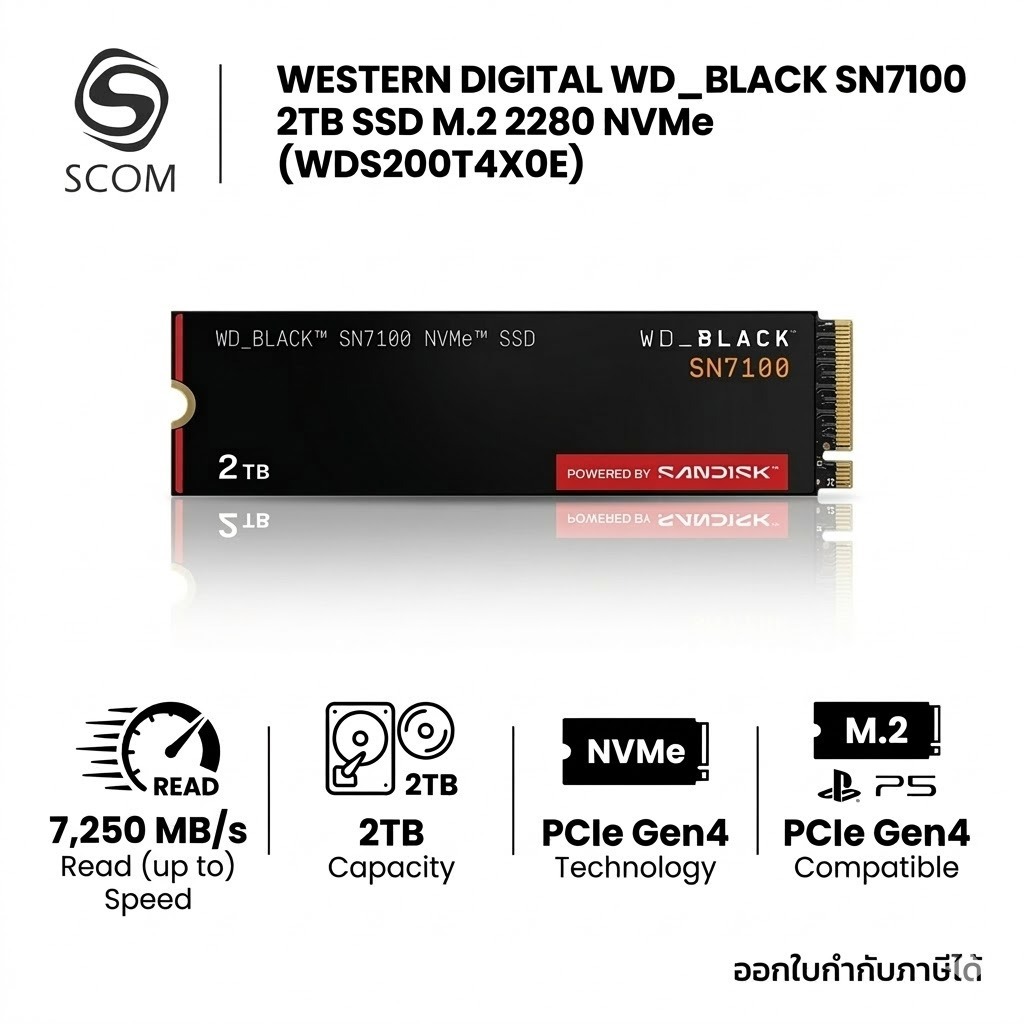 (SSD) 2TB WD BLACK SN7100 SSD M.2 PCIe NVMe (WDS200T4X0E)