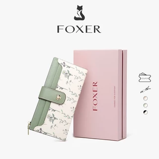 FOXER กระเป๋าสตางค์ใบยาว ลายพิมพ์ ความจุขนาดใหญ่ มีช่องใส่บัตรเครดิต กระเป๋าใส่เหรียญ
