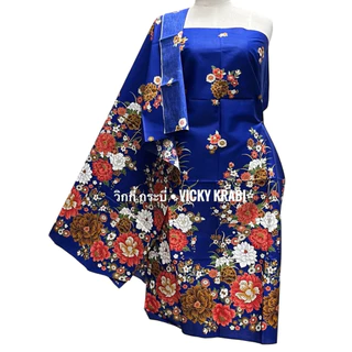 ผ้าปาเต๊ะพิมพ์ทอง ลายดอกกิโมโน ขนาด 2 เมตร | Cotton 100% ผ้านุ่ม พรีเมียม ทิ้งตัวดี