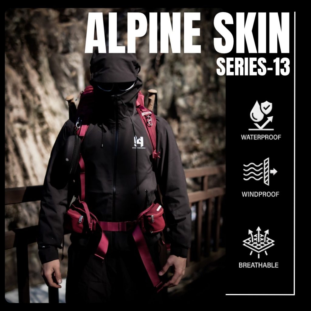 HUGDERNDOI เสื้อเดินป่า กันน้ำ 18200mm กันลม ระบายอากาศ เสื้อแจ็คเก็ตปีนเขา Hiking Jacket Waterproof
