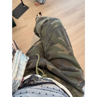 • Drawstring camo wide pants • กางเกงคาร์โก้ผ้ายีนส์ลายทหาร
