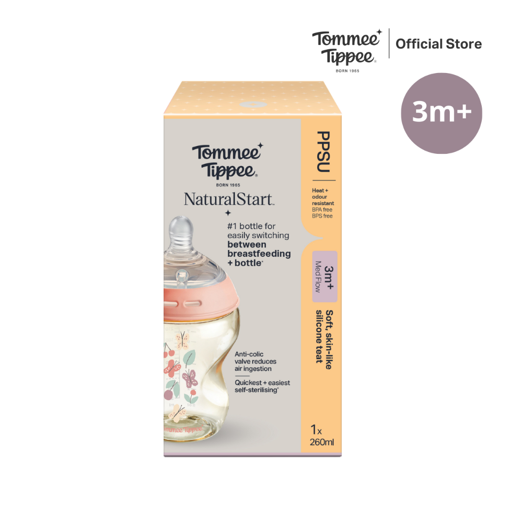 Tommee Tippee ขวดนม PPSU Natural Start ลายผีเสื้อ 260 มล. พร้อมจุกนม Medium Flow รูปที่ 6