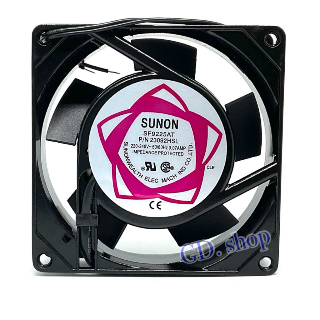 พัดลม 3นิ้วครึ่ง (3"1/2) 92x92x25mm SUNON SF9225AT P/N 23092HSL 220V-240V 50/60Hz 0.07A