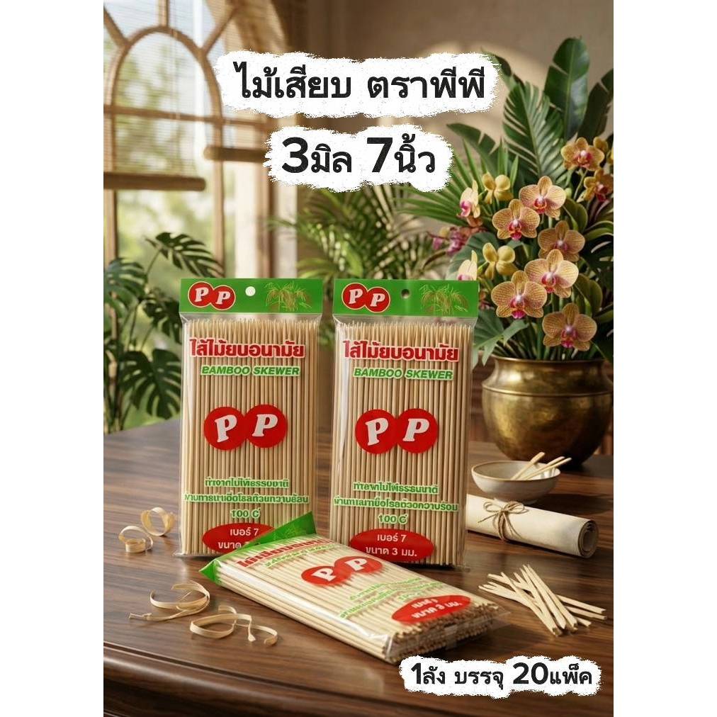 ไม้เสียบอาหารตราPP(20ห่อยกลัง) แพ็คเกจเป็นสติกเกอร์กระดาษนะคะตามภาพ